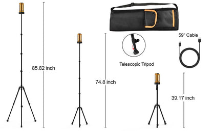 iodoo Voice Control 13200mAh Rechargeable Solar Work Light with Folding Stand Support and Portable Carrying Bag, 8000 Lumen Stepless Dimmable, 4 Lighting Modes, White/Warm/Warm White (Voice Control) - size: Orange(Voice Control)