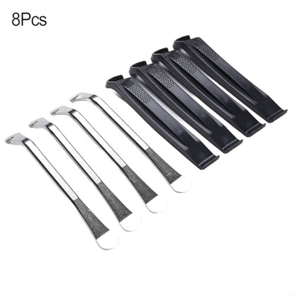 FABULETTA Bike Tire Levers Set, 8-Pack Heavy dutys Steel and ABS Pry Tools for Road Mountain E-Bike, 150mm Strong Removal Spoons for Easy Tire Change, Black Silver