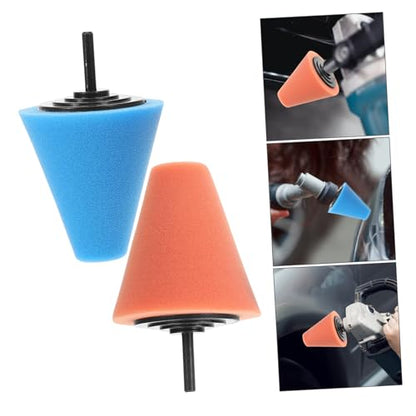 2pcs Car Wheel Polishing Sponge Pads Drill Buffer Attachment for Car Detailing Cone-Shaped Buffing Wheel for Waxing and Sealing