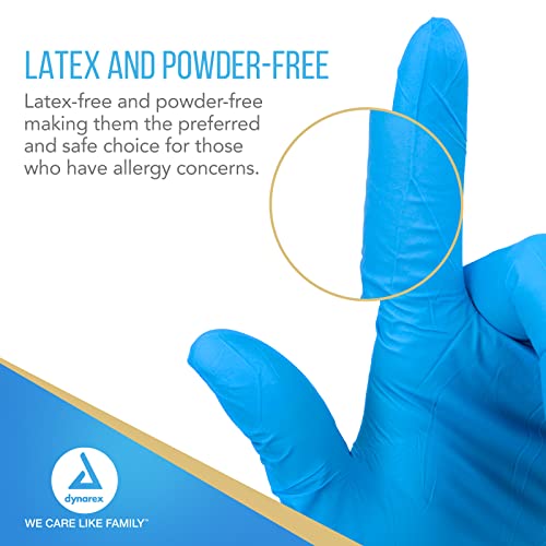 Dynarex Safe-Touch Disposable Nitrile Exam Gloves, Powder-Free, Latex-Free, Touchscreen Friendly & Used by Professionals, Blue, Large, 1 Box of 100 Safe-Touch Disposable Nitrile Exam Gloves - size: 100 Count (Pack of 1)