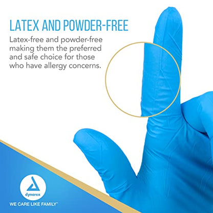 Dynarex Safe-Touch Disposable Nitrile Exam Gloves, Powder-Free, Latex-Free, Touchscreen Friendly & Used by Professionals, Blue, Large, 1 Box of 100 Safe-Touch Disposable Nitrile Exam Gloves - size: 100 Count (Pack of 1)