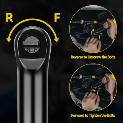 3/8" Extended Cordless Ratchet Wrench for Dewalt 20V Series Batteries, 320 RPM, 80 N.m Electric Power Ratchet Wrench,Built-in LED Light, Extended 6-inch Long Neck
