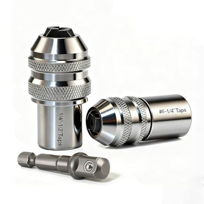 2-Pack Ratcheting Tap Socket Set - 3/8" Drive Adjustable Jaws for Tight Spaces, Chrome-Molybdenum Steel Tap Wrench Compatible with #6-1/2" Taps, Reamers & Screw Extractors