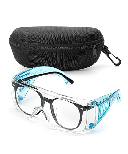 UNCO- Safety Goggles Over Glasses, Protective Goggles, Anti Fog, Work, Safety Glasses Over - color: Light Blue, size: 1 Pack