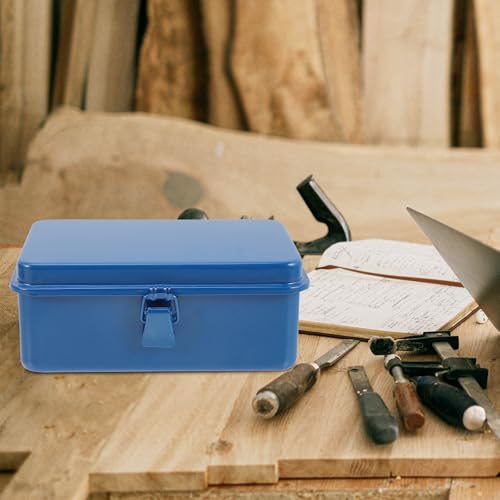 BESTonZON Tool Box Metal Tool Storage Box 7.48 X 4.72 X 3.07 in Mechanics Tools Organizer with Handle and Latch for Car Trunk Workshop Screwdrivers and Wrenches