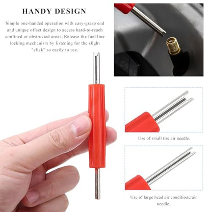16PCS AC Fuel Line Disconnect Removal Tool Set, 1/4 5/16 3/8 1/2 5/8 3/4 7/8 Inch Car Transmission Oil Cooler Line Quick Disconnect Kit, Fuel Line Master Disconnect Tool with Valve Core Remover