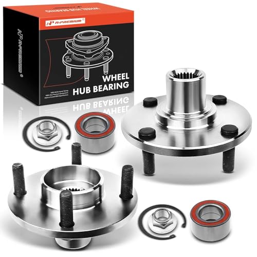 A-Premium Front Wheel Bearing and Hub Assembly Compatible with Ford Focus 2000-2011, w/5-Lug | for Focus 2000-2011, w/5-Lug, High Carbon Steel, Double-Lip Seal Ring, Heat-Resistant Grease