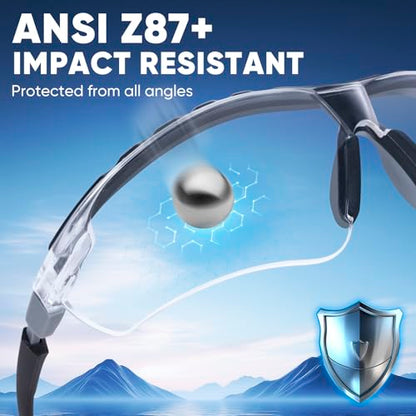 TICONN Anti-Fog Safety Glasses for Men and Women, ANSI Z87.1 Scratch Proof Eye Goggles with Adjustable Arms and UV Protection - style: 3 Pack/Clear