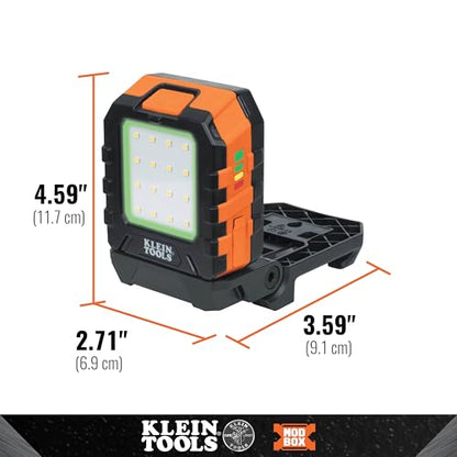 Klein Tools 56416 Rechargeable LED Work Light, 1000-Lumens, Magnetic Work Light with 3 Modes, 360-Degree Rotation and Kickstand, Compatible with MODbox Rail System