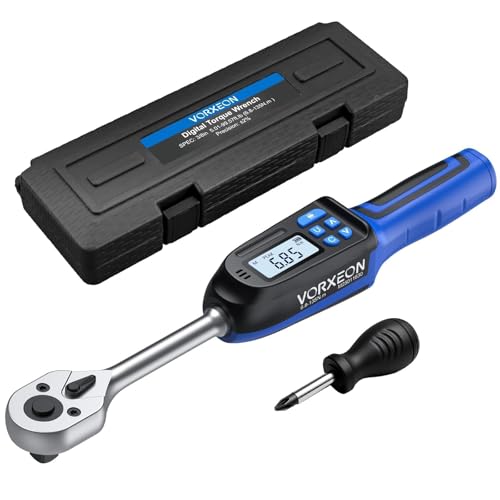 Digital Torque Wrench 3/8 inch Drive with Preset Value, Track and Peak Modes, LED and Buzzer Alerts, 4 Units of Measure for Bike Motorcycle Car, 4.9-99.6 Ft-Lb/6.8-135 Nm