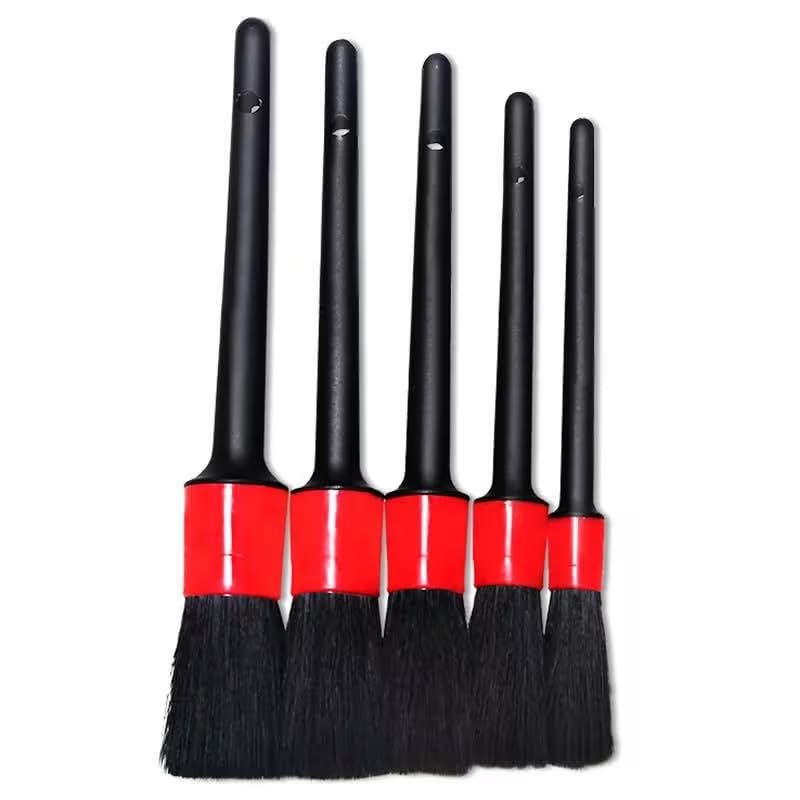 5-Piece Detailing Brush Set for Car Cleaning - Interior Dashboard, Air Vent, Exterior Wheel, and Precision Detailing Brushes for Auto Detailing