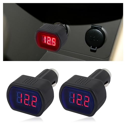 Car LED Cigarette Lighter Voltage Meter,Digital Display Car Battery Monitor 12V,Universal Electric Battery Voltage Meter Car Accessories for Most Cars Trucks SUVs Motorcycles (2PCS) - color: 2PCS