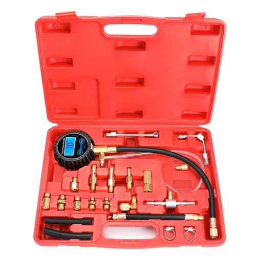 BETOOLL Fuel Pressure Gauge - Fuel Pressure Test Kit - Digital Gauge Fuel Pressure Gauge Kit - Fuel Injector Injection Pump Pressure Tester Car Tools 0-300PSI for Cars and Trucks - size: Digital