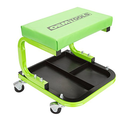 OEMTOOLS 24948 Cushioned Creeper Seat (with Tool Tray) | Comfortable Rolling Mechanic’s Seat with Ample Tool Storage – 11-1/2” x 12-1/2 Tool Tray | Rated for Up to 330 Lbs. | Green