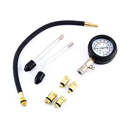 Engine Pressure Tester, Automotive Petrol Engine Compression Tester Test Gauge Kit Professional Pressure Gauges Car Motorcycle Garage Tools, with Carrying Case