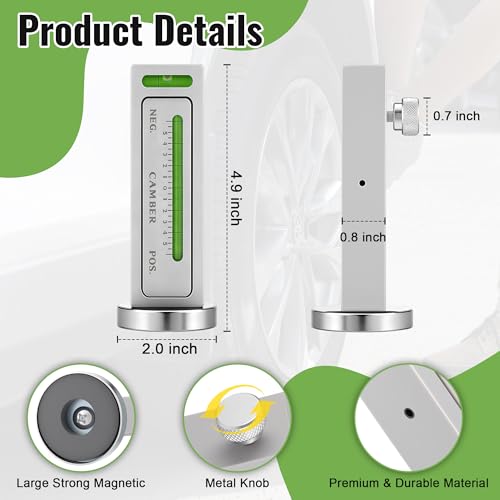 HooLing 2 Pack Magnetic Camber Alignment Tools, Universal Adjustable Camber Caster Gauge, Caster Pillar & Wheel Alignment Tool with Magnetic Base for Car Truck SUV RV Auto Tire Repair