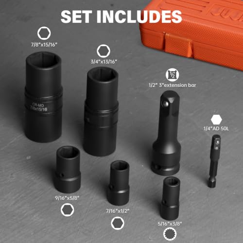 Lug Nut Impact Socket Set, 7pcs