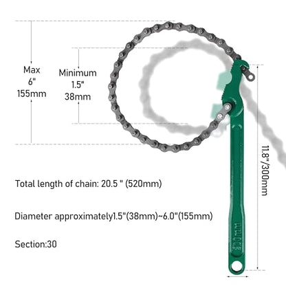 Chain Wrench Strap wrench,12 Inch Heavy Duty Oil Filter Chain Wrench | For Heat-Treated Carbon Steel with Hanging Hook - Diesel/Plumbing Use Oil Filter Tool Pipe Fittings Tools