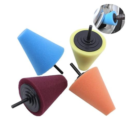 Car Polishing Pad Buffing Foam Sponge Cone Polisher Buffer Automotive Waxing Kit for Wheel Hub(Green) - color: Green