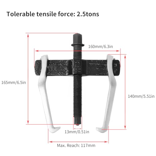 Beam 2 Jaw Puller 4.5" Bearing Gear Pullers, 165mm Hex Head Screw | High Carbon Steel Pullers, Adjuestable Pulley Removal Tool for Bearings/Flywheels/Pulleys Remove - size: 2Jaw 4.5In 160×165MM