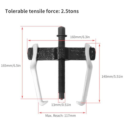 Beam 2 Jaw Puller 4.5" Bearing Gear Pullers, 165mm Hex Head Screw | High Carbon Steel Pullers, Adjuestable Pulley Removal Tool for Bearings/Flywheels/Pulleys Remove - size: 2Jaw 4.5In 160×165MM