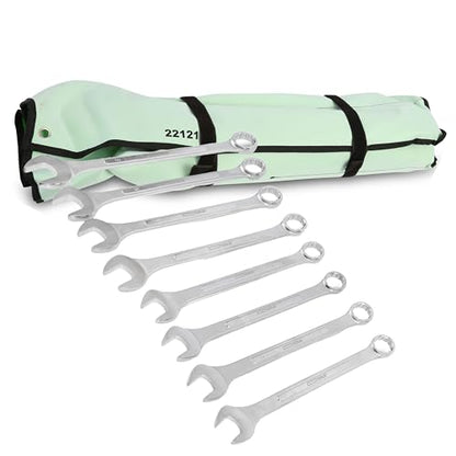 OEMTOOLS 22121 8-PC Metric Jumbo Combination Wrench Set, 33mm-50mm, 12 Pt. Box End Metric Wrench Set, 15° Offset Wrenches, Chrome Plated Finish with Wrench Roll - style: 8 piece metric (33-50 millimeter)