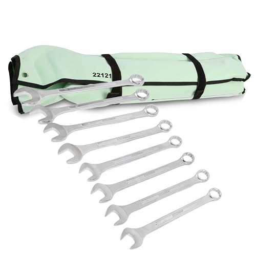 OEMTOOLS 22121 8-PC Metric Jumbo Combination Wrench Set, 33mm-50mm, 12 Pt. Box End Metric Wrench Set, 15° Offset Wrenches, Chrome Plated Finish with Wrench Roll - style: 8 piece metric (33-50 millimeter)