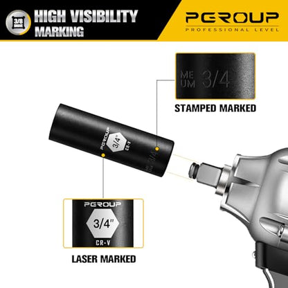 3/8” Drive Deep Impact Socket, SAE(3/4 Inch socket), 6-Point, Cr-V Steel With Black Manganese Phosphate Coating - size: 3/4-inch