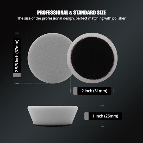 SPTA PRO Gray Mini Ultra-Fine Finishing Foam Polishing Pads, 5Pcs 2inch/50mm Sponge Polishing Buffing Pads, Car Foam Detail Polishing Pad Kit for Car Detail Polishing, Small Area Polishing -FF203-5 - color: 5Pcs Gray Ultra-Fine Finishing Pad, size: 2 Inch