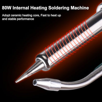 Soldering Gun Kit - Soldering Iron Kit with Adjustable Temp 180-520°C, ON/OFF Button, 80W LED Digital Internal Heat Soldering Gun, Auto Send Tin Soldering Kit for Electronics Welding Repair DIY