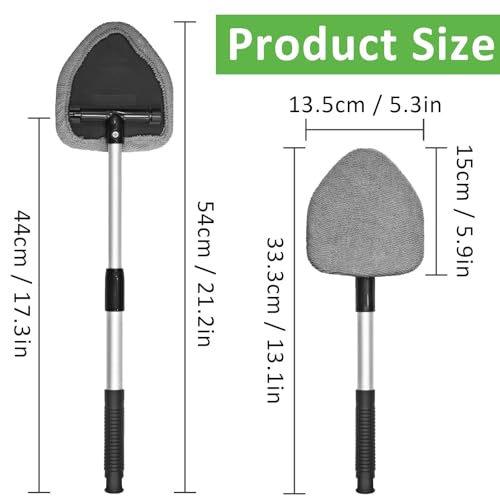 Beieverluck 3 Pieces Windshield Cleaning Tool Inside Car Window Cleaner Cleaning Tool with Extendable Handle, 9 Microfiber Pads and 3 Spray Bottles Car Auto Glass Wiper Kit