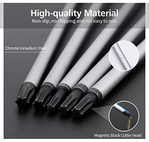 5pcs 12in Magnetic Long Torx Screwdrivers, T15 - T30 (T15,T20,T25,T27,T30)