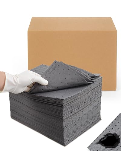 200 Pack 16"x18" Oil Absorbent Mat Pad Upgraded | Heavy-Duty Absorption for Oil, Coolant & Liquids | Use in Home Garage, Workshop, Workbench & Under Sink | Spill Pads - size: 16x18 Inch