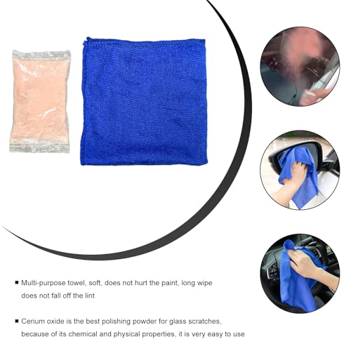 10 PCS Glass Polishing Kit, Windscreen Glass Scratch Removal Kit with 100g Cerium Oxide Powder, Felt Buffing Pad Wool Polishing Wheel Scratch Repair Kit for Glass Window Windshield - color: 10 PCS