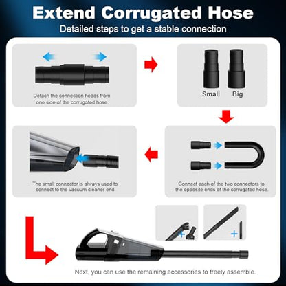 DRECELL Car Vacuum, Portable Vacuum Cleaner with Powerful 7000PA Suction, DC 12V Power 16.4Ft Cord Vacuum Cleaner, LED Light, 0.33L Capacity, Car Accessories for Men/Women
