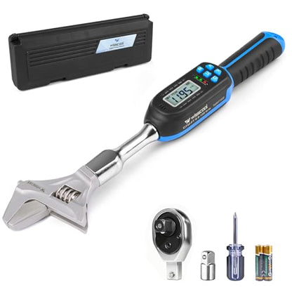 Wisscool Digital Torque Wrench, 5-99.6 ft.lb/6.8-135 N.m | HVAC Torque Wrench with 42mm Jaw, 1/2 Drive Ratchet 3/8 Adapter ±2% Accuracy, Vibration Buzzer, LED Indicator for Split AC - size: Open Head/5-99.6 ft.lb