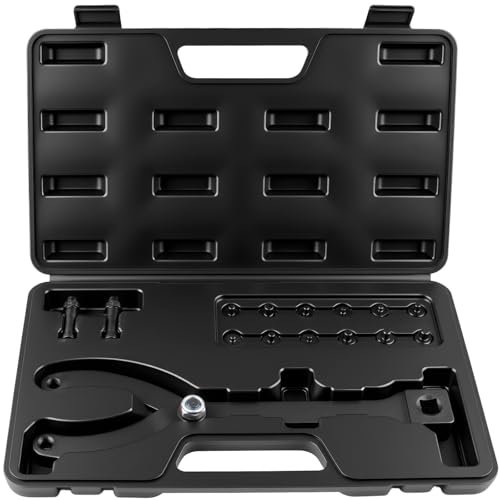 15pcs Pulley Holder Tool Kit | Universal Adjustable Spanner Wrench Set with Variable Pins, 1/2" Drive Ratchet Fan Clutch Removal Wrench Tool Kit
