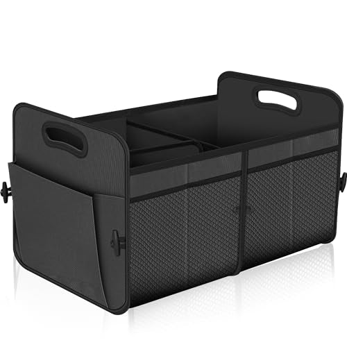 Femuar Car Trunk Organizer with 72L Large Capacity Waterproof Collapsible and 11 Pockets, Trunk Organizer for Car SUV/Jeep/Sedan, Large Size, Grey - color: Grey, size: Large