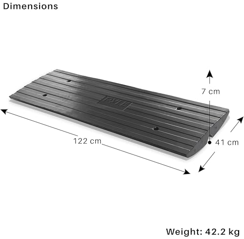 Car Driveway Curb Ramp - Heavy Duty Rubber Threshold Ramp - Also for Loading Dock, Garage, Sidewalk, Truck, Scooter, Bike, Motorcycle, Wheelchair Mobility & Other Vehicle - Pyle PCRBDR24 - size: 1-Pack