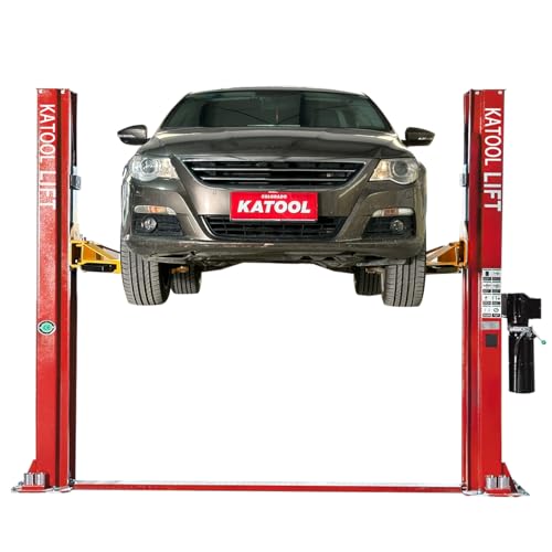KATOOL 10000lbs 2 Posts Lift Auto Lift KT-H100 Shop Home auto lift car lift Floor Plate Auto Hoist, 112*18*36inch, Red