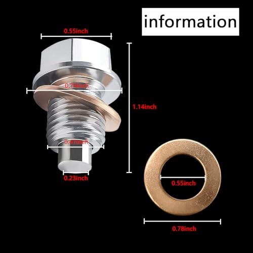Magnetic Oil Drain Plug M14x1.5, Stainless Steel Oil Drain Plug with 5 PCS Copper Crush Washer Anti Leakage Replacement for Car Motorcycle Boat - size: M14x1.5