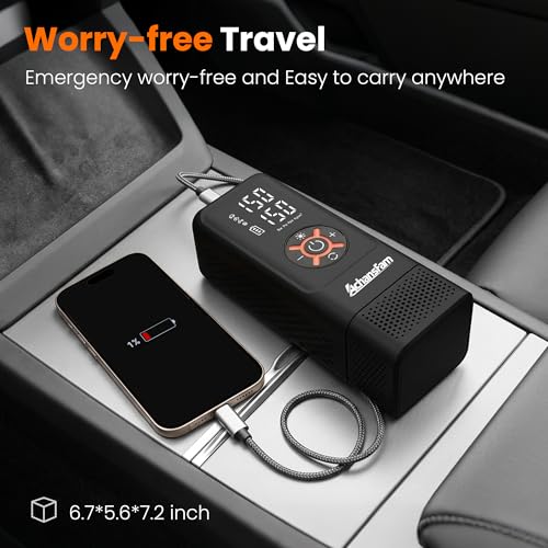 S9 Portable Air Compressor, 21s Ultra Fast Inflate, 2 In 1 Tire Inflator with Safety Hammer & Premium Gift Box, Cordless with Dual Power Supply, 150 PSI Electric Air Pump for Car,Bike,Truck