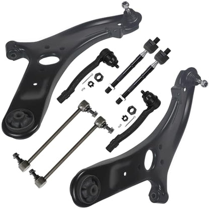 Detroit Axle - Front Control Arms Kit for 2012-2017 Hyundai Accent, 2 Lower Control Arms w/Ball Joints, 4 Inner & Outer Tie Rods, 2 Sway Bar Links 2013 2014 2015 2016 Replacement - size: 8CS48155/8PC
