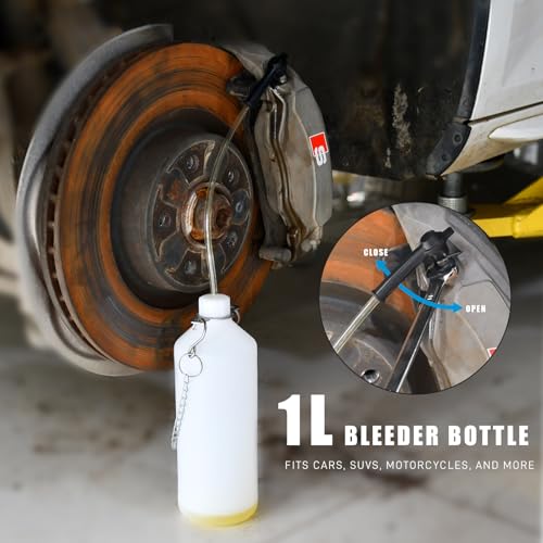 SMOTIVEPRO 2L Manual Brake Bleeder Fluid Pump, One Man Professional Brake Bleeder Kit Suitable for Hyundai,Mitsubishi,Nissan,Subaru,Chrysler,Dodge,Ford(Late Model) and Some Lincoln Cars - size: with 50.7MM adapter(Hyundai,Nissan,Subaru,Chrysler