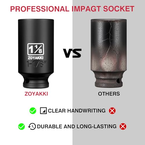 1-1/8" Socket 1/2" Drive Deep 6 Pt CR-MO SAE Impact Socket for Axle Shaft Nut Removal - size: 1-1/8"in., style: 1/2" Drive Deep