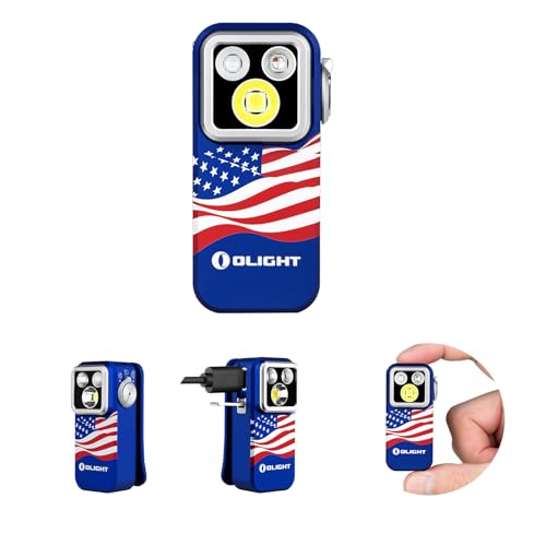 OLIGHT Oclip Pro S Pocket EDC Clip-on Flashlight, Stars Stripes | RGB, UV, 600 Lumens, USB-C Charging, Flash Modes, Magnetic Clip, Inspection, Signaling, Work, Outdoor Use - color: Stars & Stripes Edition