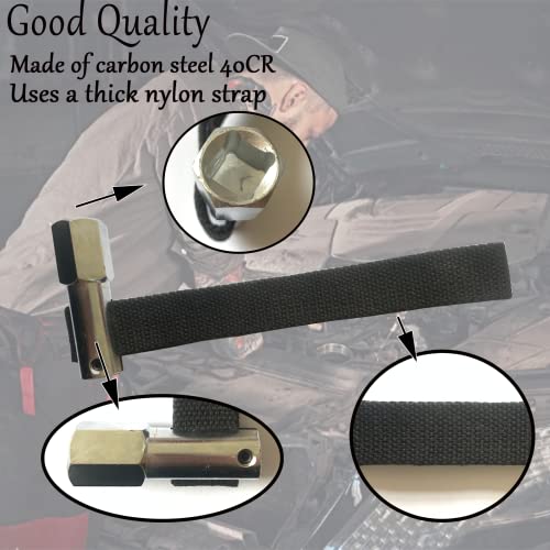 1/2 Series Nylon Belt Oil Filter Wrench, Carbon Steel, 40CR, 4.72-inch