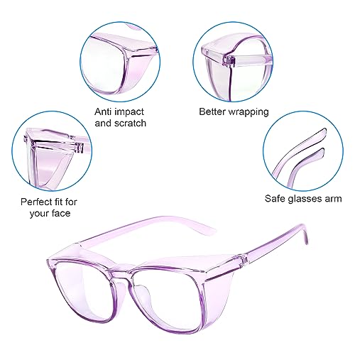 Stylish Safety Glasses Goggles for Women Girls Anti-fog Glasses Protective Eyewear Clear Glasses - color: Purple + Clear