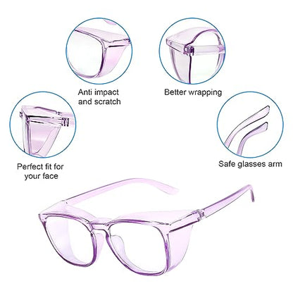Stylish Safety Glasses Goggles for Women Girls Anti-fog Glasses Protective Eyewear Clear Glasses - color: Purple + Clear