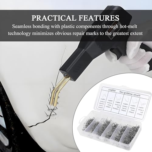Hovom 600PCS Plastic Welding Staples, 6 Sizes 0.6mm 0.8mm Big Wave Plastic Welder Staples, Stainless Steel Hot Staple for Car Bumper Repair, Bumper Welding Rods Repair Kit (600PCS) - size: 600PCS